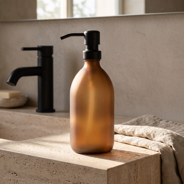 Frosted Amber Glass Soap Dispenser
