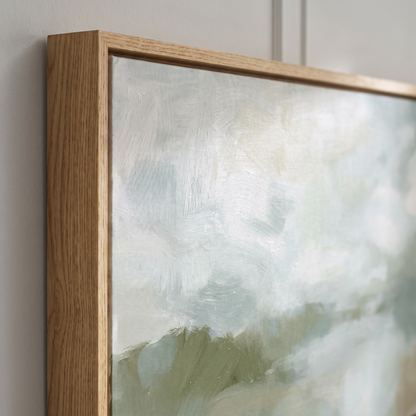 Close detail of the frame corner and canvas texture