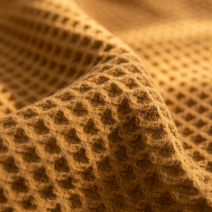 Close detail of the waffle weave texture