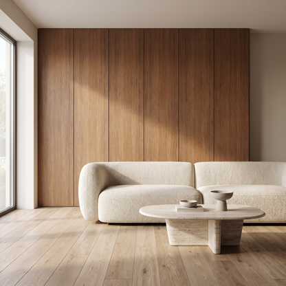 Flat cladding as a living room feature wall
