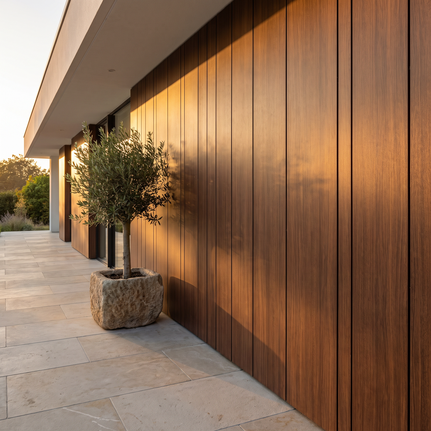 Flat cladding on a contemporary house facade