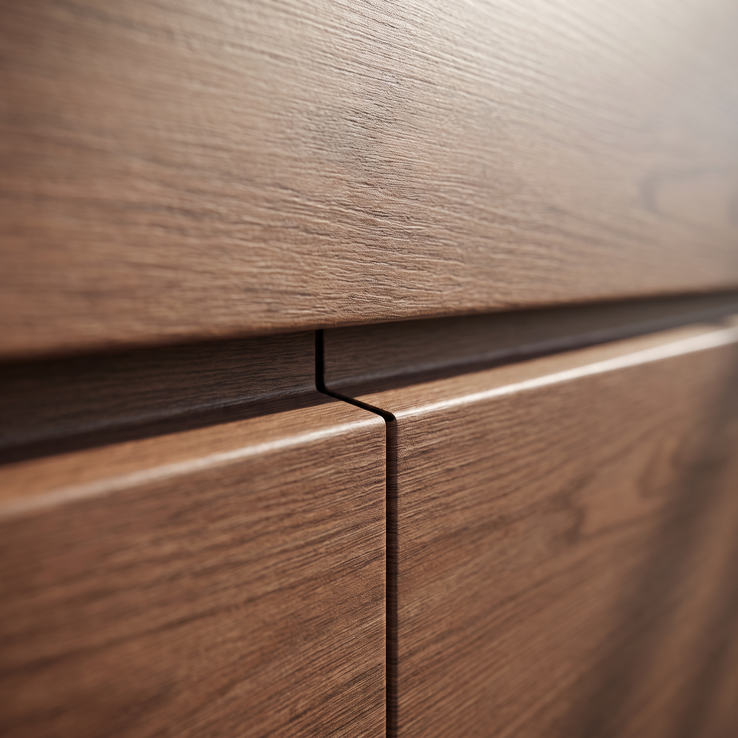 Close detail of the panel joint and woodgrain