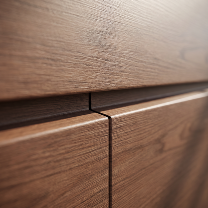 Close detail of the panel joint and woodgrain