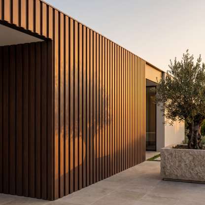 Ribbed cladding on a contemporary house facade
