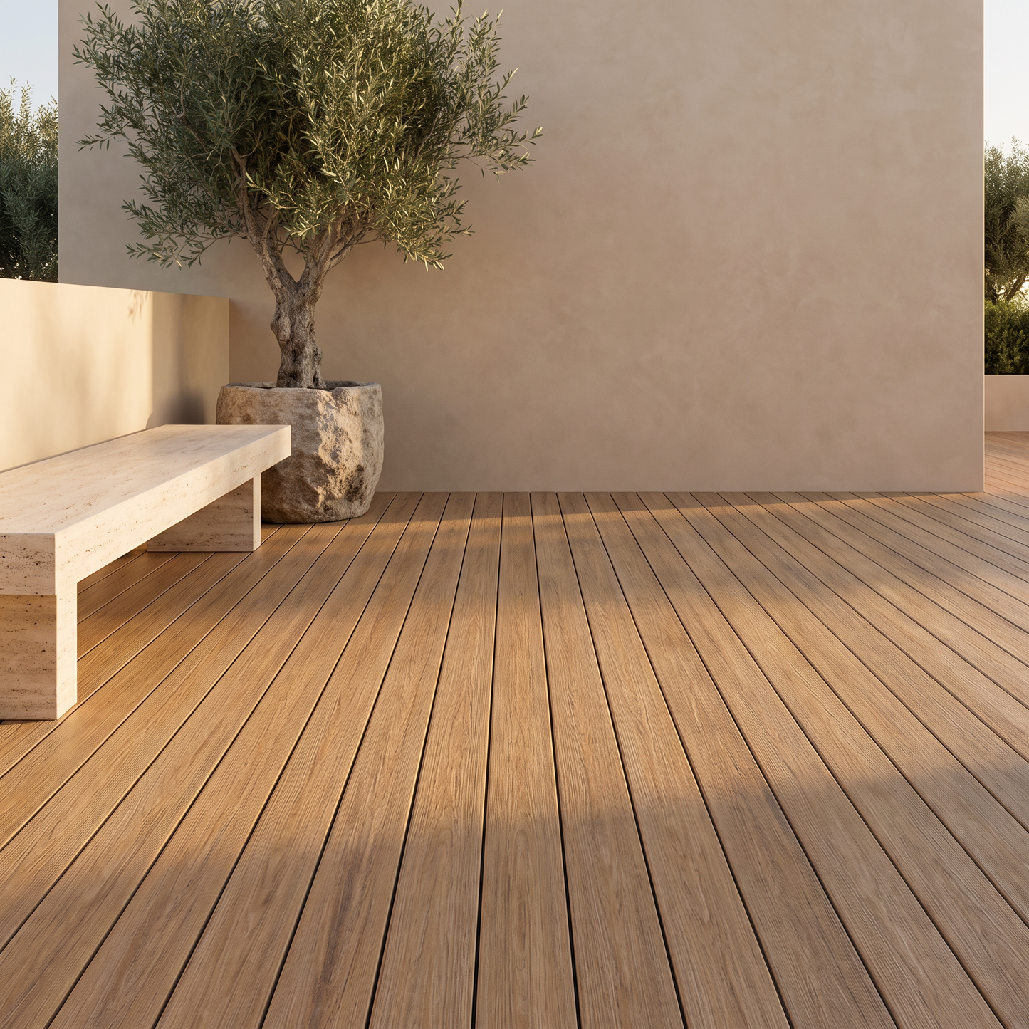 Composite decking on a contemporary terrace